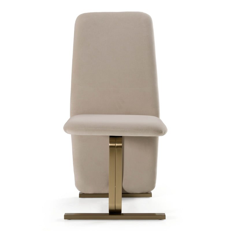 Tasha - Modern Beige Velvet + Brushed Brass Dining Chair (Set of 2) — view 2
