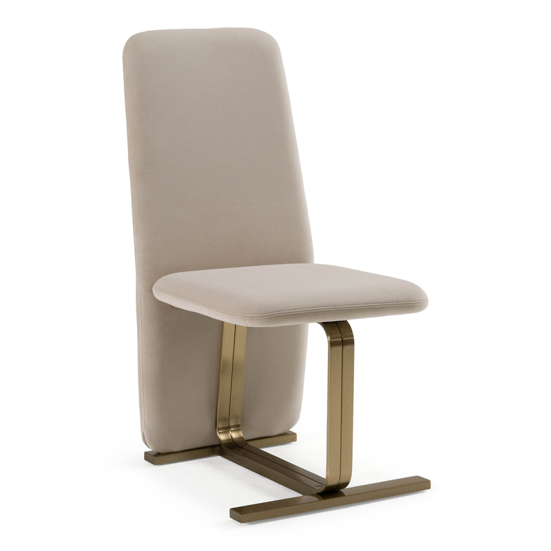 Tasha - Modern Beige Velvet + Brushed Brass Dining Chair (Set of 2) — view 3