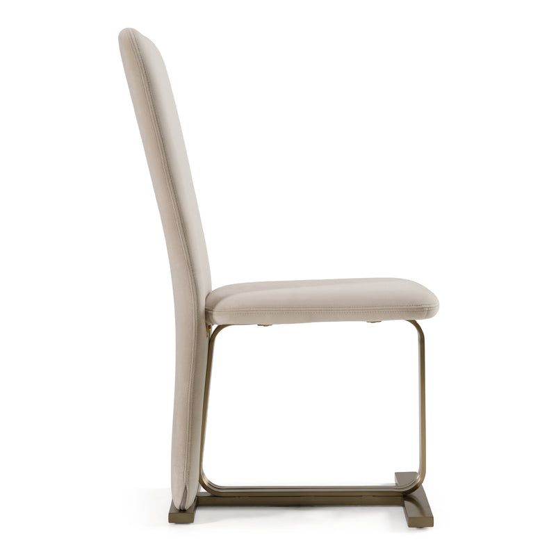 Tasha - Modern Beige Velvet + Brushed Brass Dining Chair (Set of 2) — view 4