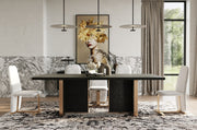 Tasha - Modern Black Ash + Brushed Gold Rectangular Dining Table