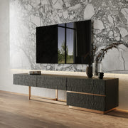 Tasha - Modern Black Ash + Brushed Gold TV Stand — view 2