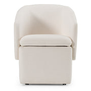 Tassell - Modern Ivory Fabric Dining Chair w/ Castor Wheels — view 2