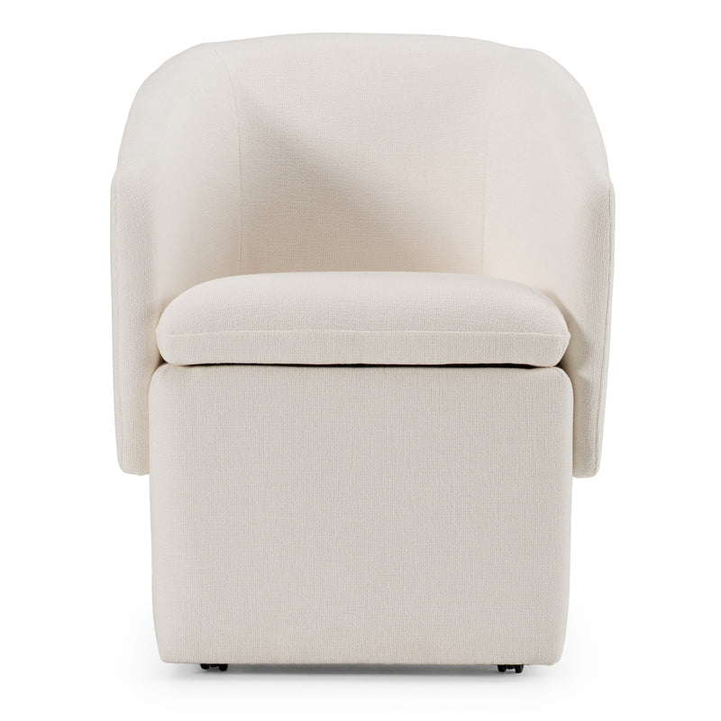 Tassell - Modern Ivory Fabric Dining Chair w/ Castor Wheels — view 2