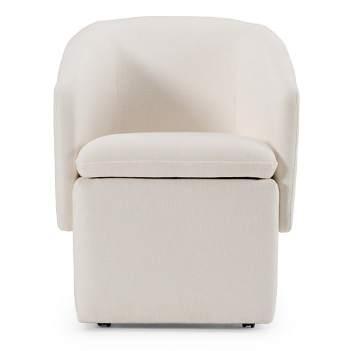 Tassell - Modern Ivory Fabric Dining Chair w/ Castor Wheels — view 2