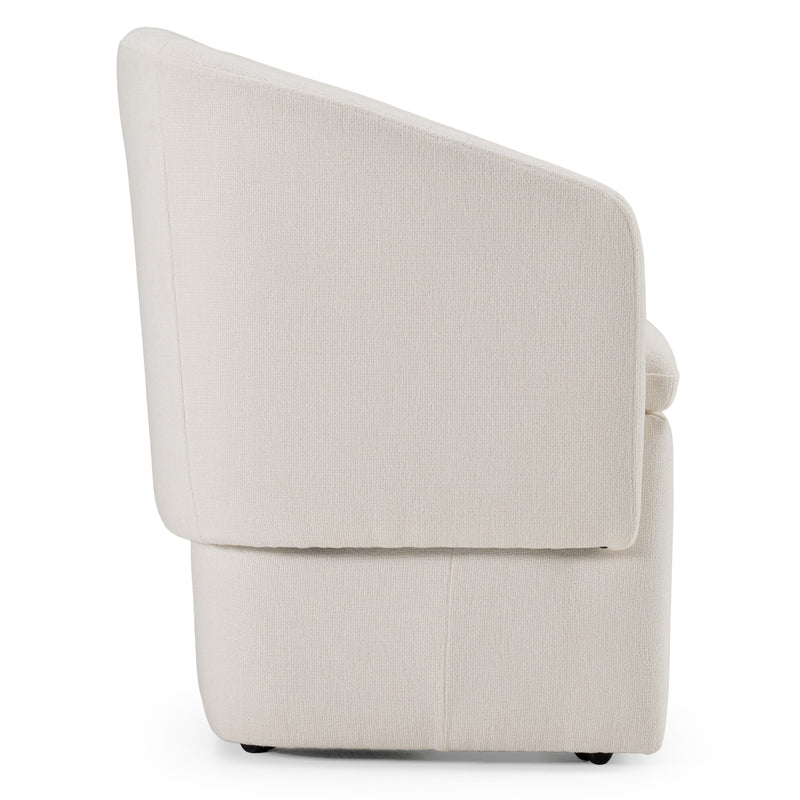 Tassell - Modern Ivory Fabric Dining Chair w/ Castor Wheels — view 3
