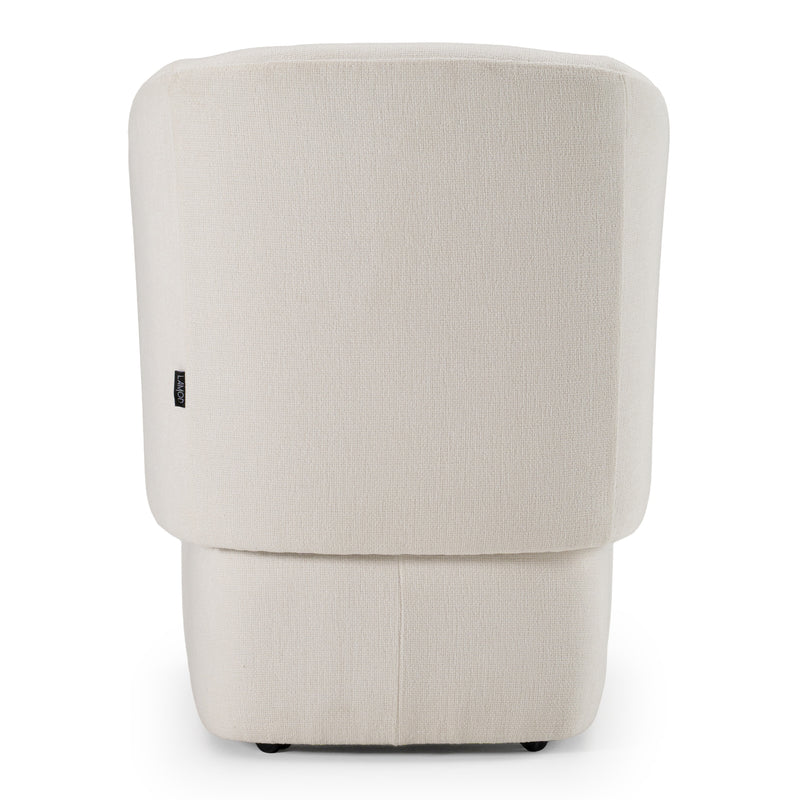 Tassell - Modern Ivory Fabric Dining Chair w/ Castor Wheels — view 4