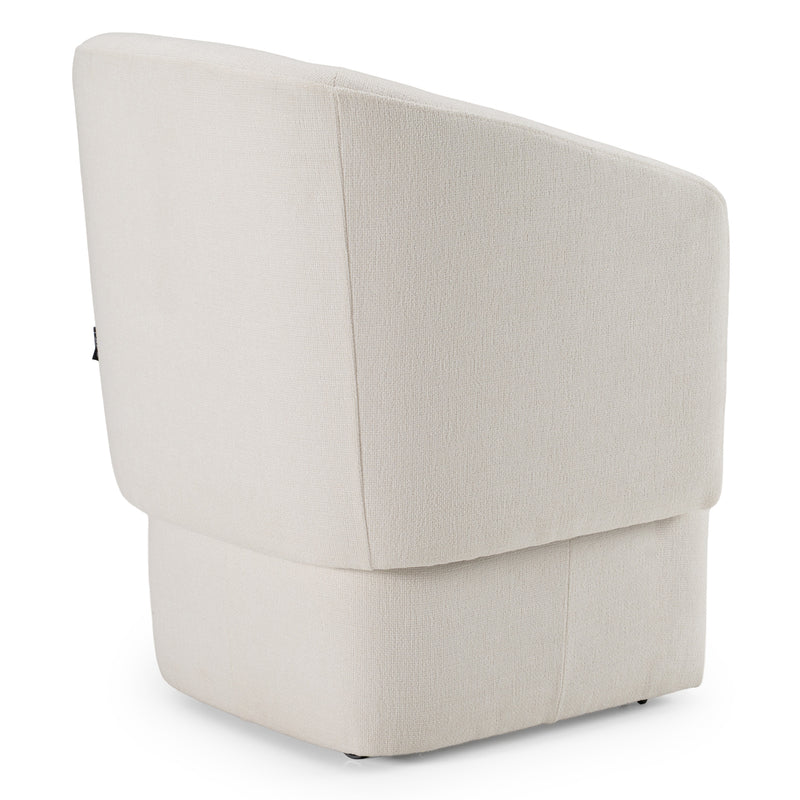 Tassell - Modern Ivory Fabric Dining Chair w/ Castor Wheels — view 5
