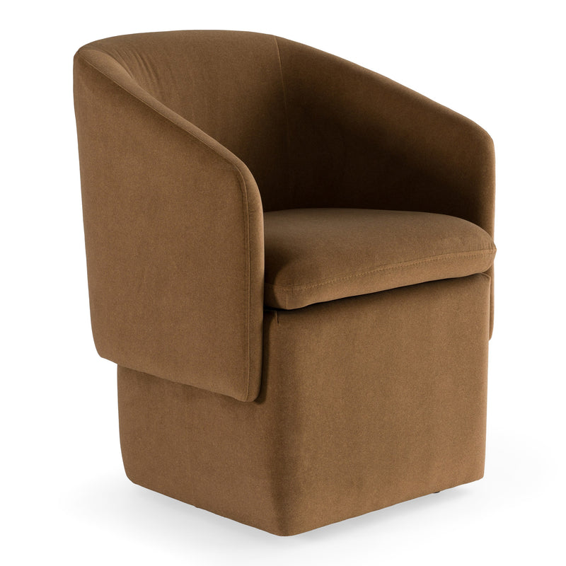 Tassell - Modern Brown Fabric Dining Chair w/ Castor Wheels