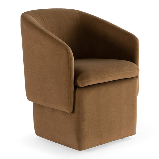 Tassell - Modern Brown Fabric Dining Chair w/ Castor Wheels