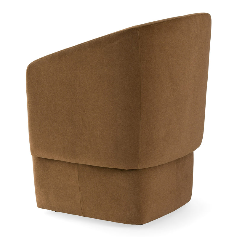 Tassell - Modern Brown Fabric Dining Chair w/ Castor Wheels — view 3