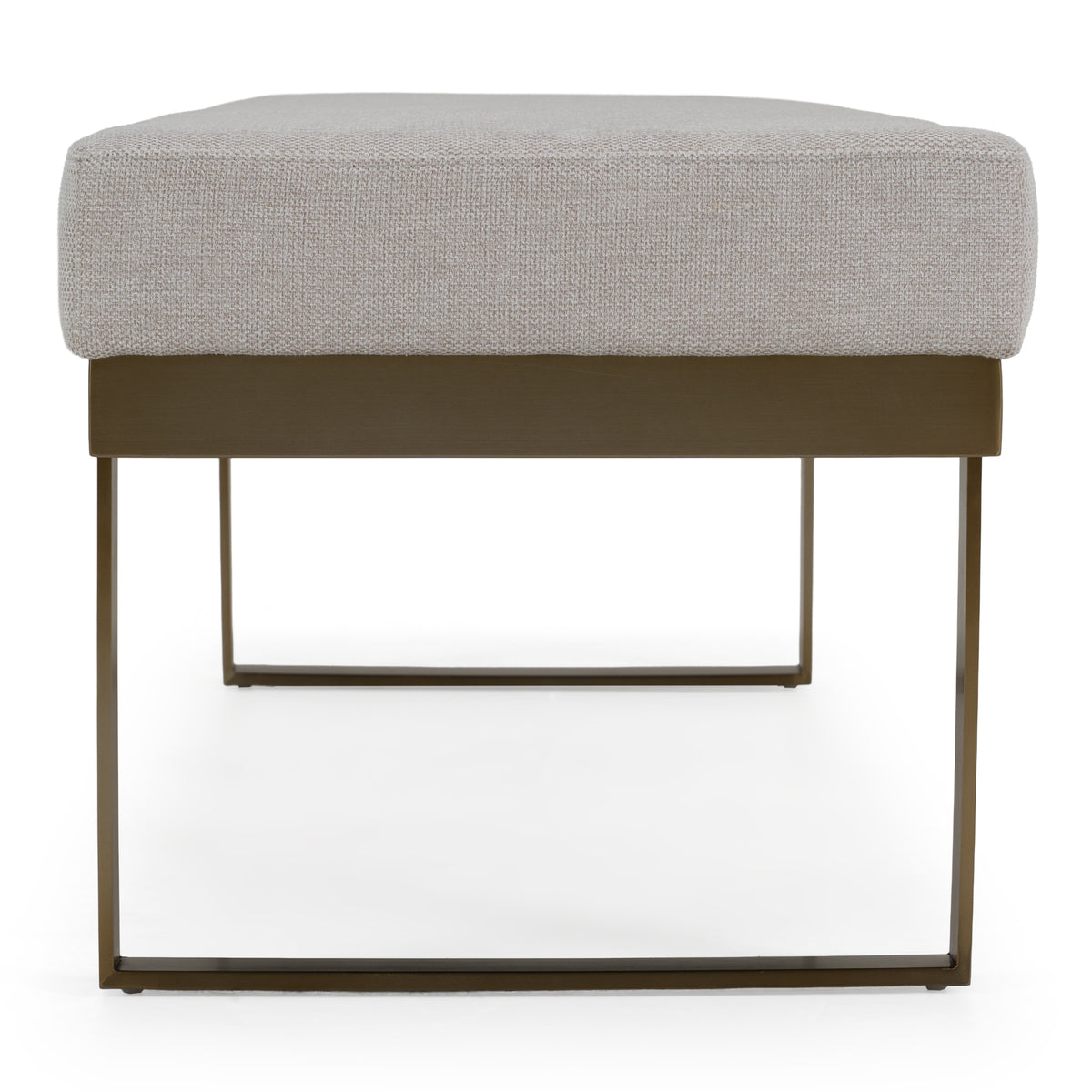Tatum - Modern Off-White Fabric + Brass Dining Bench — view 2