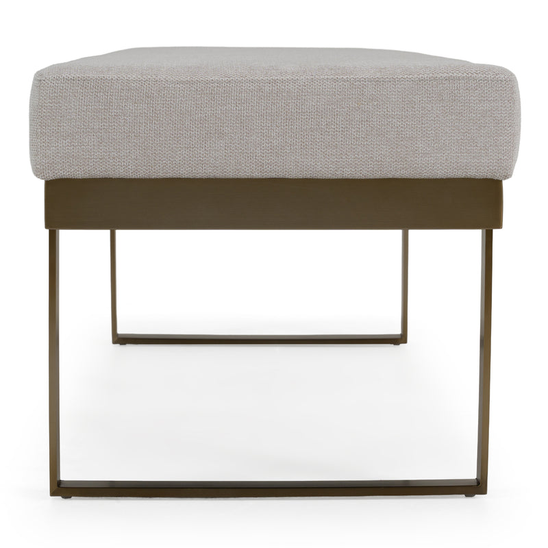 Tatum - Modern Off-White Fabric + Brass Dining Bench — view 2