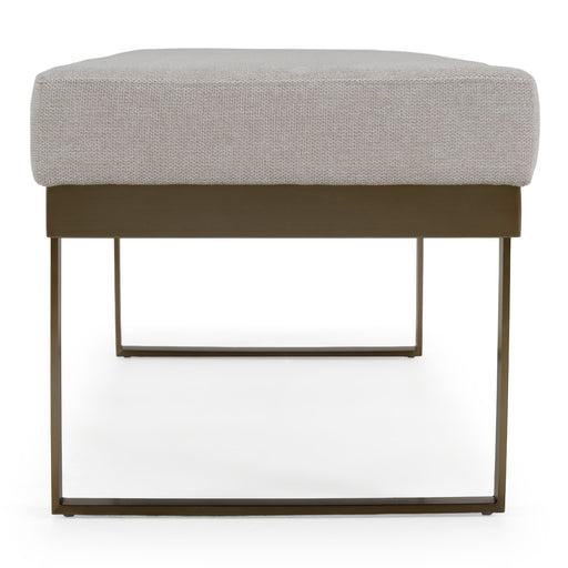 Tatum - Modern Off-White Fabric + Brass Dining Bench — view 2