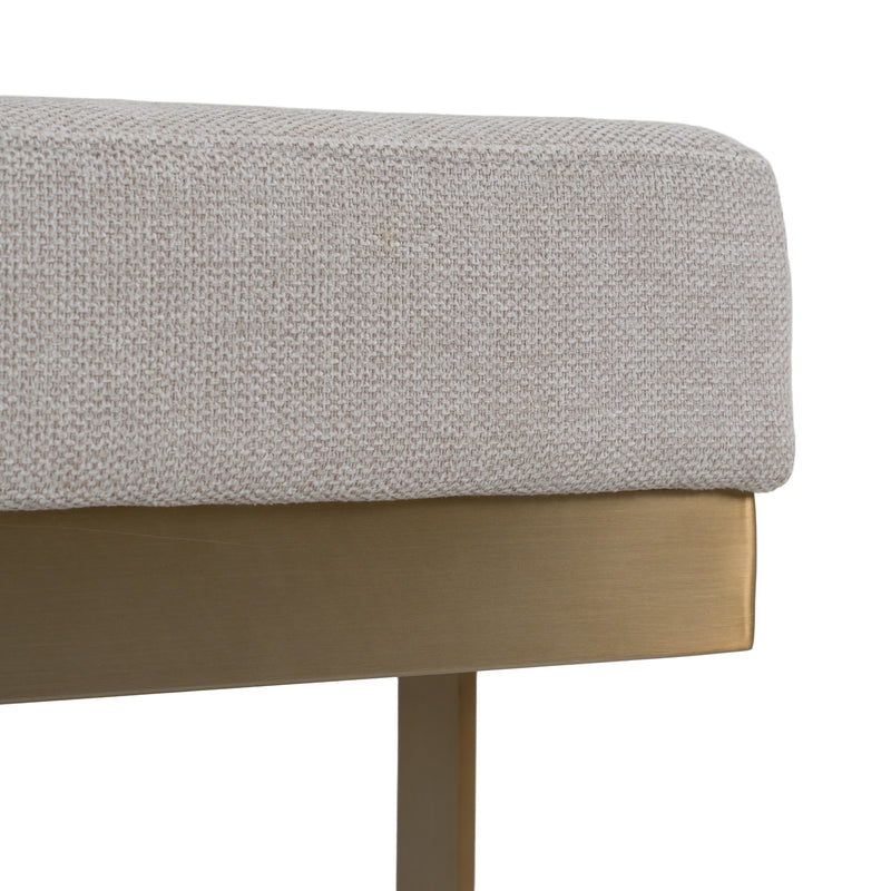 Tatum - Modern Off-White Fabric + Brass Dining Bench — view 3