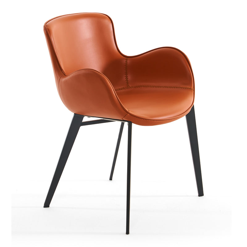 Tayla - Modern Cognac Eco-Leather Dining Chair — view 5