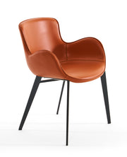 Tayla - Modern Cognac Eco-Leather Dining Chair — view 2