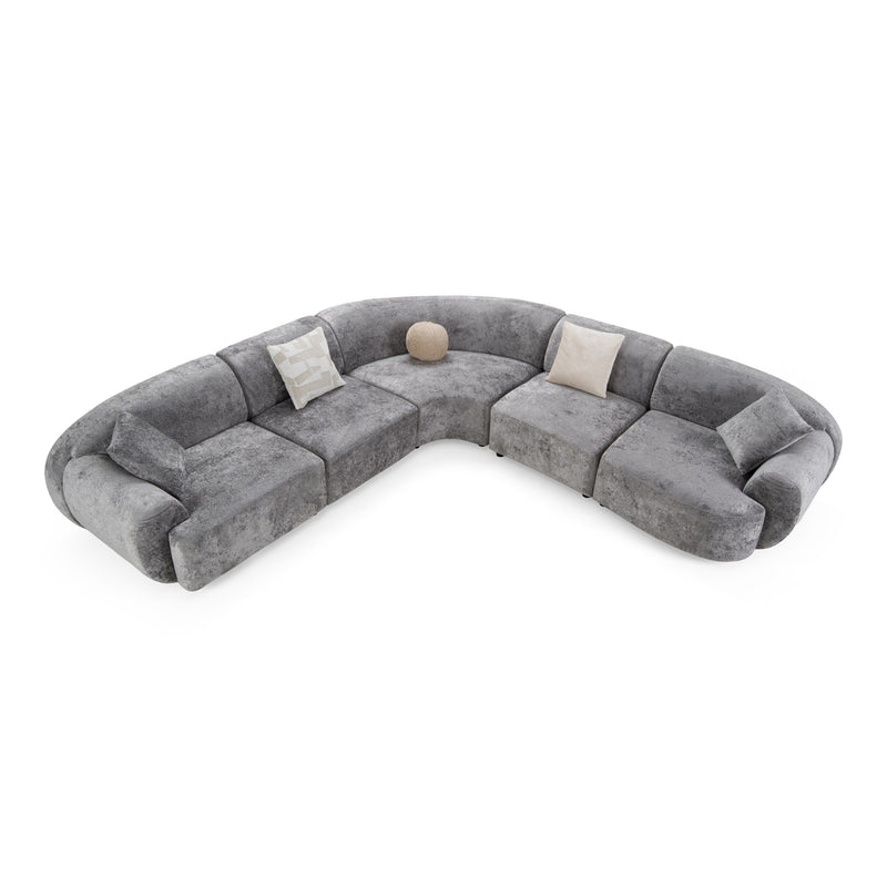 Terra - Modern Grey Fabric Sectional Sofa — view 4