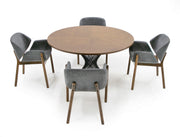 Theresa Modern Round Walnut & Black Table — view 2