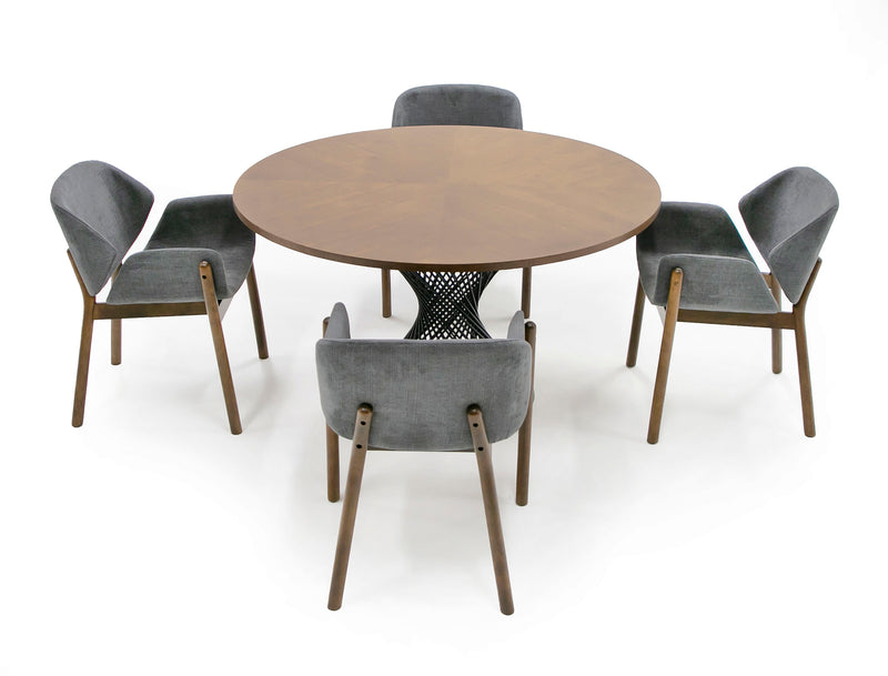 Theresa Modern Round Walnut & Black Table — view 2