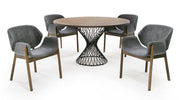 Theresa Modern Round Walnut & Black Table — view 3