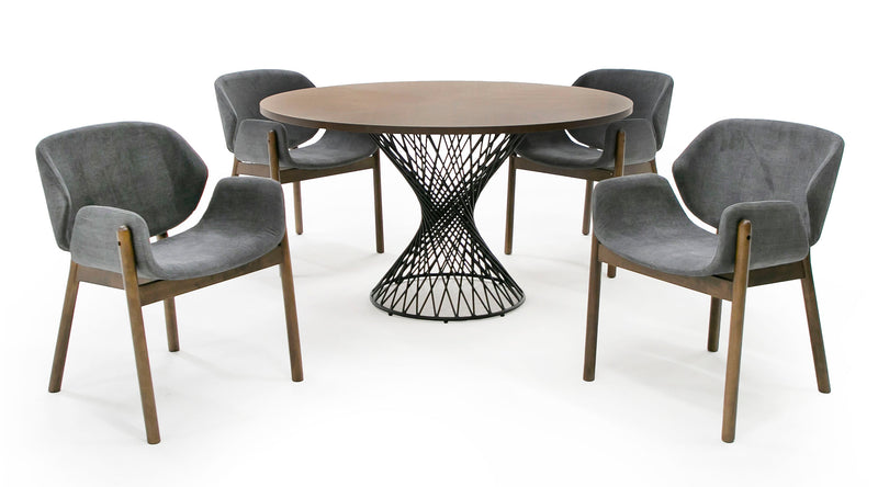 Theresa Modern Round Walnut & Black Table — view 3