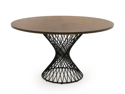 Theresa Modern Round Walnut & Black Table