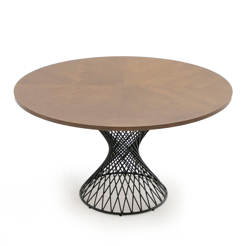 Theresa Modern Round Walnut & Black Table — view 4