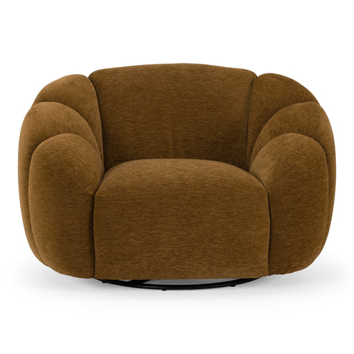 Thune - Modern Brown Fabric Swivel Accent Chair — view 2