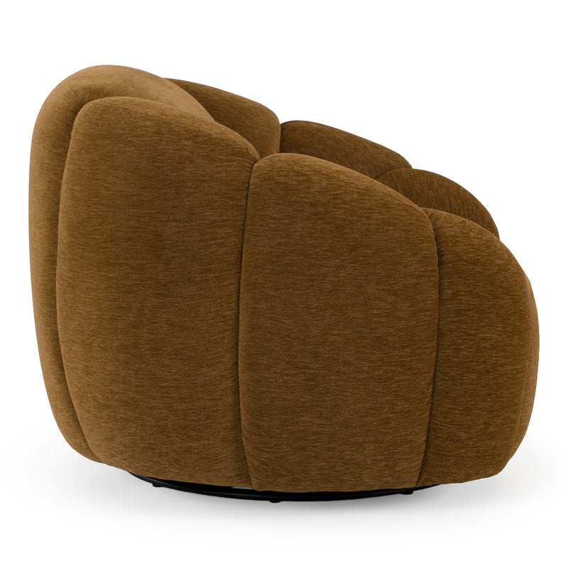 Thune - Modern Brown Fabric Swivel Accent Chair — view 4