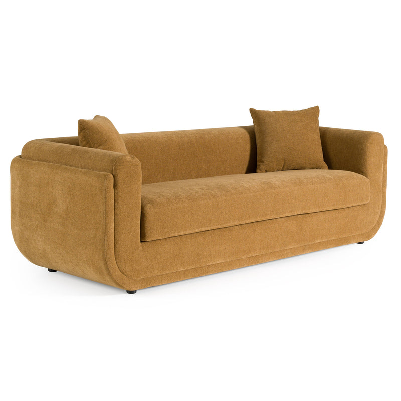 Tiene - Modern Orange Fabric 3-Seat Sofa — view 2