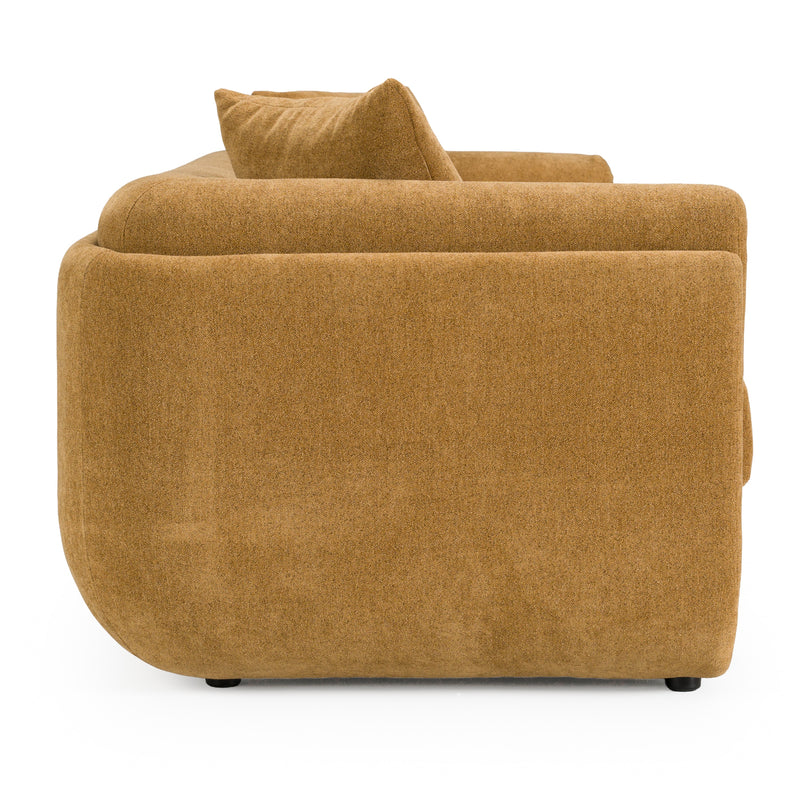 Tiene - Modern Orange Fabric 3-Seat Sofa — view 3