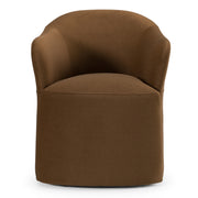Timothy - Modern Brown Fabric Dining Chair w/ Castor Wheels — view 2