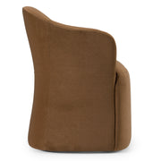 Timothy - Modern Brown Fabric Dining Chair w/ Castor Wheels — view 3