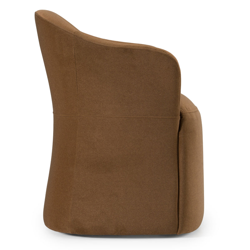 Timothy - Modern Brown Fabric Dining Chair w/ Castor Wheels — view 3