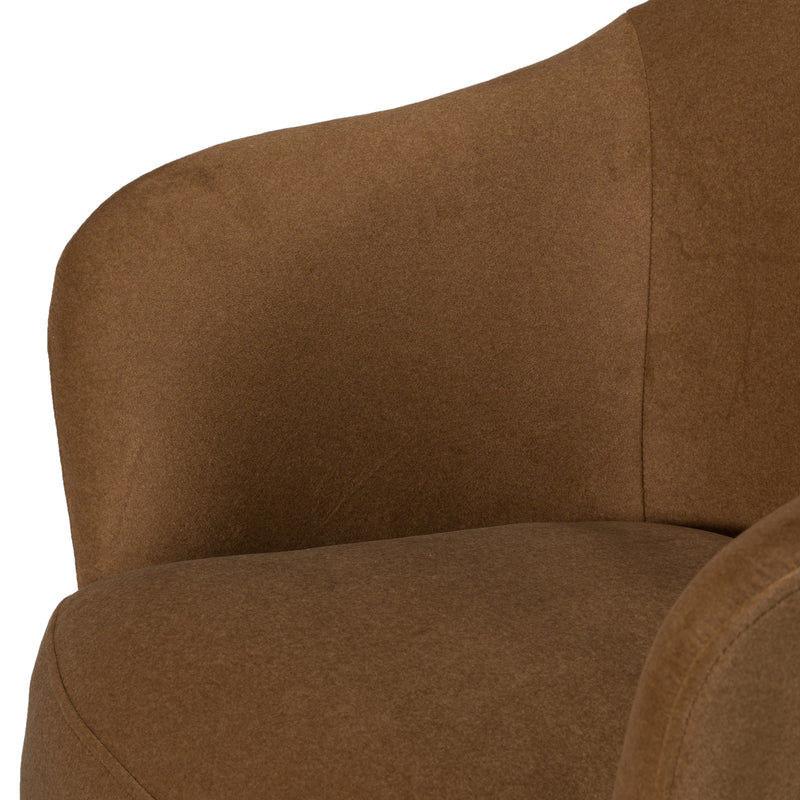 Timothy - Modern Brown Fabric Dining Chair w/ Castor Wheels — view 5