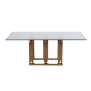 Token Modern Smoked Grey Glass & Rosegold Dining Table — view 2