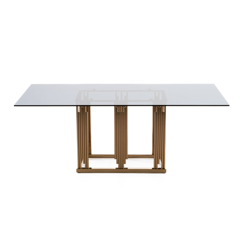 Token Modern Smoked Grey Glass & Rosegold Dining Table — view 2