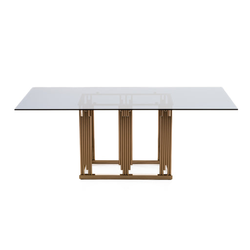 Token Modern Smoked Grey Glass & Rosegold Dining Table — view 2