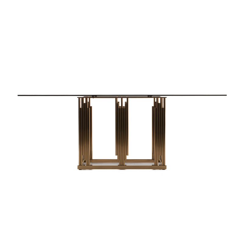 Token Modern Smoked Grey Glass & Rosegold Dining Table — view 3