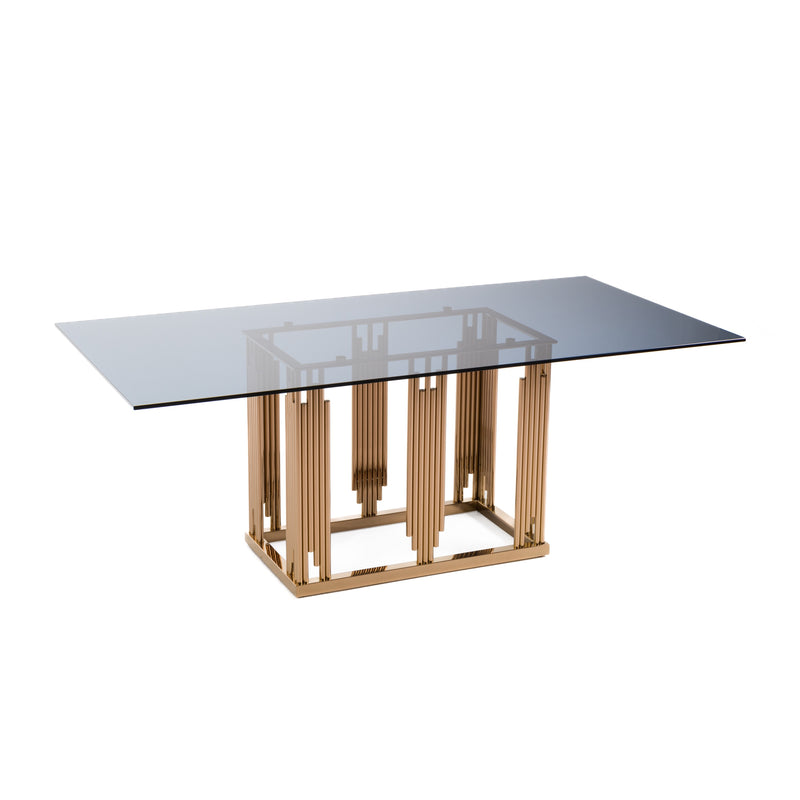 Token Modern Smoked Grey Glass & Rosegold Dining Table — view 4