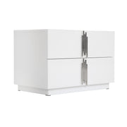 Token - Modern White & Stainless Steel Wide Nightstand — view 2