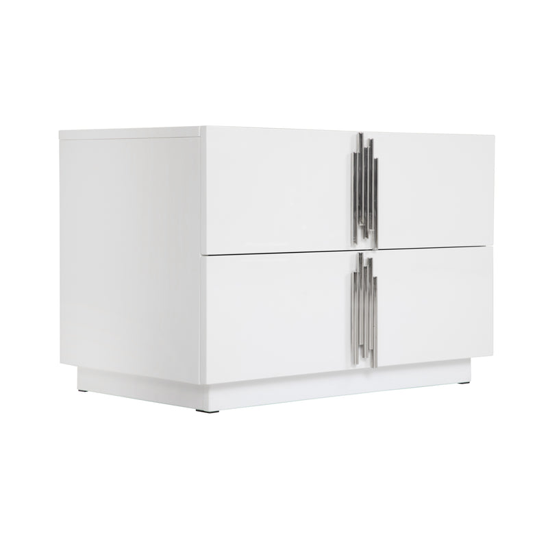 Token - Modern White & Stainless Steel Wide Nightstand — view 2