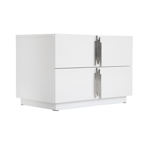 Token - Modern White & Stainless Steel Wide Nightstand — view 2