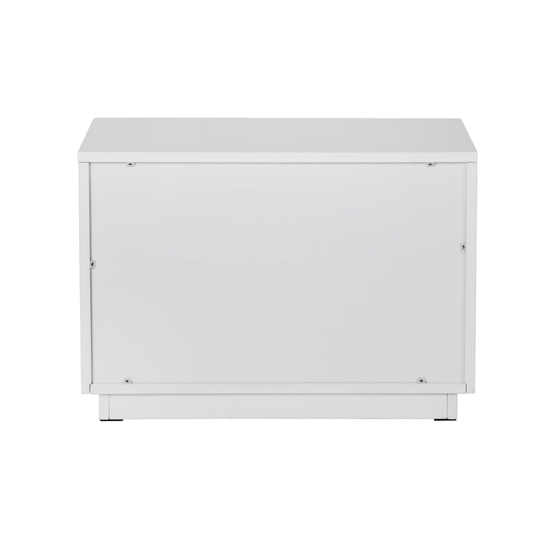 Token - Modern White & Stainless Steel Wide Nightstand — view 3
