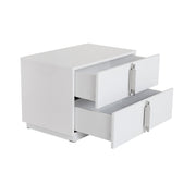 Token - Modern White & Stainless Steel Wide Nightstand — view 4