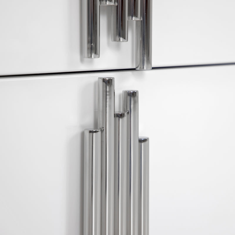 Token - Modern White & Stainless Steel Wide Nightstand — view 5