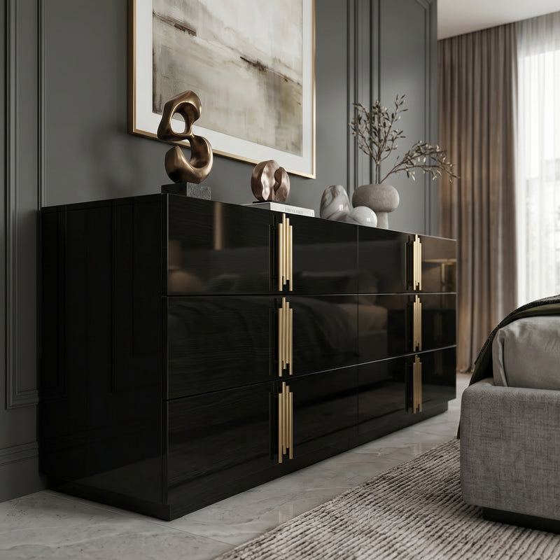 Token - Modern Black + Gold Wide Dresser — view 4