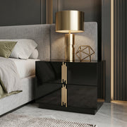 Token - Modern Black + Gold Wide Nightstand — view 4