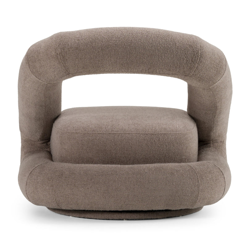 Tony - Modern Brown Fabric Swivel Accent Chair — view 4