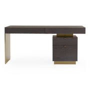 Trahan - Modern Grey Elm & Gold Office Desk — view 2